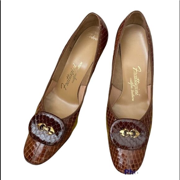Vintage Cobra Leather Pumps Size 6 - Frattagini, Italy - Picture 1 of 6